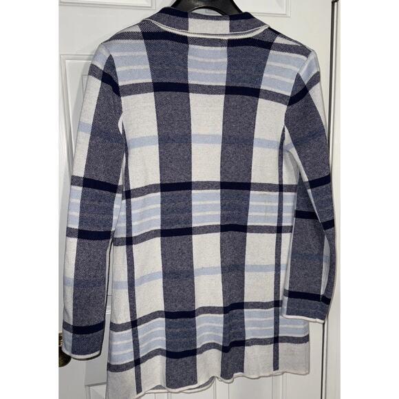 Elle Black & White Plaid Sweater Blazer Single Breasted Jacket - Picture 4 of 6